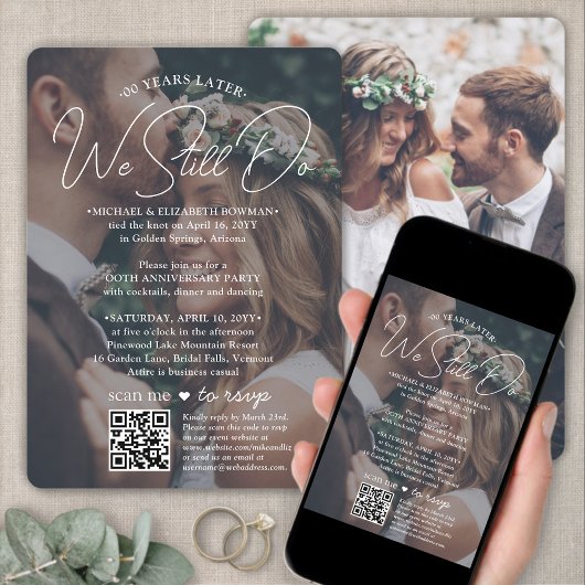 Invitation N'IMPORTE QUEL Anniversaire Parti QR Photo Overlay