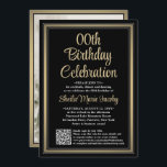 Invitation N'IMPORTE QUEL Anniversaire ・ Photo & QR Code Blac<br><div class="desc">Famille Invitation et amis à une célébration élégante pour lui ou elle avec des invitations à la fête d'anniversaire photo sur mesure avec QR Code RSVP. L'image et tout le libellé de ce modèle sont simples à customiser. (CONSEIL EN MATIÈRE DE PLACEMENT D'IMAGE : Une façon simple de centrer une...</div>