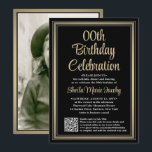 Invitation N'IMPORTE QUEL Anniversaire ・ Photo & QR Code Blac<br><div class="desc">Famille Invitation et amis à une célébration élégante pour lui ou elle avec des invitations à la fête d'anniversaire photo sur mesure avec QR Code RSVP. L'image et tout le libellé de ce modèle sont simples à customiser. (CONSEIL EN MATIÈRE DE PLACEMENT D'IMAGE : Une façon simple de centrer une...</div>