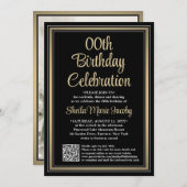 Invitation N'IMPORTE QUEL Anniversaire ・ Photo & QR Code Blac (Devant / Derrière)