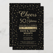 Invitation N'IMPORTE QUEL Anniversaire Salue Black & Gold Con (Devant / Derrière)