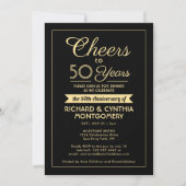 Invitation N'IMPORTE QUEL Anniversaire Salue Élégante Black & (Devant)