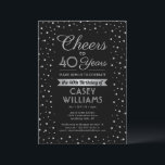Invitation N'IMPORTE QUEL Anniversaire Salue Élégante Confett<br><div class="desc">Famille Invitation et amis à une fête d'anniversaire élégante avec des invitations personnalisées en noir et fausse feuille d'argent. Tout le libellé de ce modèle (y compris "Cheers to 40 Years") est mis en place pour un 40ème anniversaire, mais est simple à personnaliser pour n'importe quelle année ou type d'événement....</div>