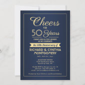 Invitation N'IMPORTE QUEL Anniversaire Salue Marine Bleu et O (Devant)