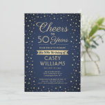 Invitation N'IMPORTE QUEL Anniversaire Salue Marine Blue and<br><div class="desc">famille d'Invitations et amis à une fête d'anniversaire élégante avec des invitations personnalisées navy bleu et or fête. Tout le libellé de ce modèle (y compris "Cheers to 50 Years") est mis en place pour un 50ème anniversaire, mais est simple à personnaliser pour n'importe quelle année ou type d'événement. Le...</div>