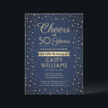 Invitation N'IMPORTE QUEL Anniversaire Salue Marine Blue and<br><div class="desc">famille d'Invitations et amis à une fête d'anniversaire élégante avec des invitations personnalisées navy bleu et or fête. Tout le libellé de ce modèle (y compris "Cheers to 50 Years") est mis en place pour un 50ème anniversaire, mais est simple à personnaliser pour n'importe quelle année ou type d'événement. Le...</div>