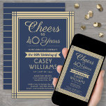 Invitation N'IMPORTE QUEL Anniversaire Salutation Téléchargea<br><div class="desc">famille d'Invitations et amis à une fête d'anniversaire élégante avec des invitations personnalisées navy bleu et or fête. Tout le libellé de ce modèle (y compris "Cheers to 40 Years") est mis en place pour un 40ème anniversaire, mais est simple à personnaliser pour n'importe quelle année ou type d'événement. Le...</div>