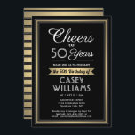 Invitation N'IMPORTE QUEL Anniversaire Soirée Noire, Blanche<br><div class="desc">Famille Invitation et amis à une fête d'anniversaire élégante avec des invitations personnalisées en noir, blanc et or. Tout le libellé de ce modèle (y compris "Cheers to 50 Years") est mis en place pour un 50ème anniversaire, mais est simple à personnaliser pour n'importe quelle année ou type d'événement. Le...</div>