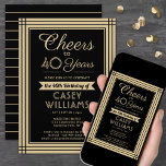 Invitation N'IMPORTE QUEL Anniversaire Soirée Téléchargeable<br><div class="desc">Famille d'Invitations et amis à une fête d'anniversaire élégante avec des invitations personnalisées de fête en noir et or. Tout le libellé de ce modèle (y compris "Cheers to 40 Years") est mis en place pour un 40ème anniversaire, mais est simple à personnaliser pour n'importe quelle année ou type d'événement....</div>