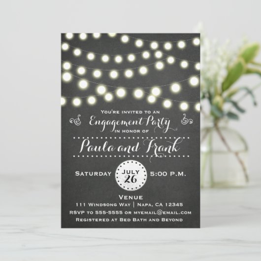 Invitation N'importe quel événement Chalkboard String Lights  (Debout devant)
