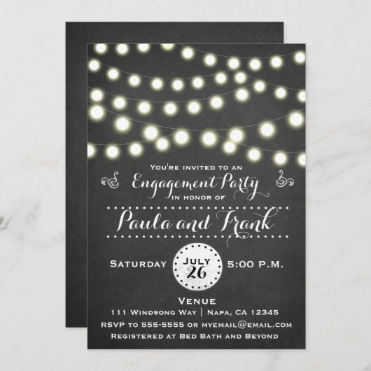 Invitation N'importe quel événement Chalkboard String Lights  (Devant / Derrière)