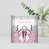 Invitation N'Importe Quel Événement Rose Diamants Dentelle Pi (Debout devant)