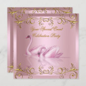Invitation N'importe quel événement Swans Gold Pink Elegant P (Devant / Derrière)