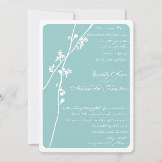 Invitation N'importe quel Mariage de branche de fleur sauvage (Devant)