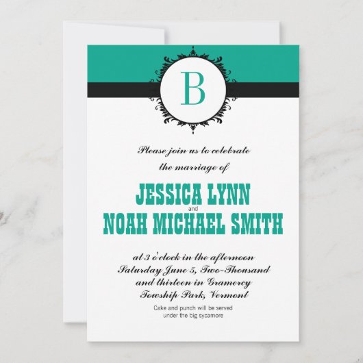 Invitation N'importe quel Mariage de monogramme couleur perso (Devant)