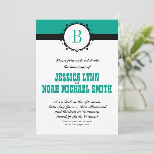 Invitation N'importe quel Mariage de monogramme couleur perso (Debout devant)