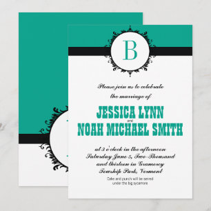 Invitation N'importe quel Mariage de monogramme couleur perso