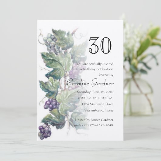 Invitation N'Importe Quel Nombre Anniversaire Grapevine D'Inv (Debout devant)