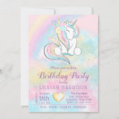 Invitation N'importe quel nombre Unicorn Rainbow Anniversaire (Devant)