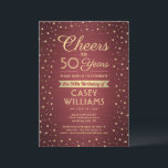 Invitation N'IMPORTE QUEL Oeuvre D'Anniversaire Brossé Bourgo<br><div class="desc">Famille Invitation et amis à une fête d'anniversaire élégante avec des invitations à la fête de bordeaux et d'or personnalisés. Tout le libellé de ce modèle (y compris "Cheers to 50 Years") est mis en place pour un 50ème anniversaire, mais est simple à personnaliser pour n'importe quelle année ou type...</div>
