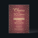 Invitation N'IMPORTE QUEL Oeuvre D'Anniversaire Brossé Bourgo<br><div class="desc">Famille Invitation et amis à une fête d'anniversaire élégante avec des invitations à la fête de bordeaux et d'or personnalisés. Tout le libellé de ce modèle (y compris "Cheers to 50 Years") est mis en place pour un 50ème anniversaire, mais est simple à personnaliser pour n'importe quelle année ou type...</div>