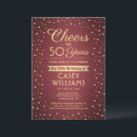 Invitation N'IMPORTE QUEL Oeuvre D'Anniversaire Brossé Bourgo<br><div class="desc">Famille Invitation et amis à une fête d'anniversaire élégante avec des invitations à la fête de bordeaux et d'or personnalisés. Tout le libellé de ce modèle (y compris "Cheers to 50 Years") est mis en place pour un 50ème anniversaire, mais est simple à personnaliser pour n'importe quelle année ou type...</div>