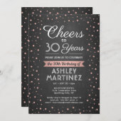 Invitation N'IMPORTE QUEL tableau noir blanc et rose pour l'a (Devant / Derrière)