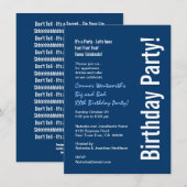 Invitation N'importe quelle année Anniversaire Moderne Marine (Devant / Derrière)