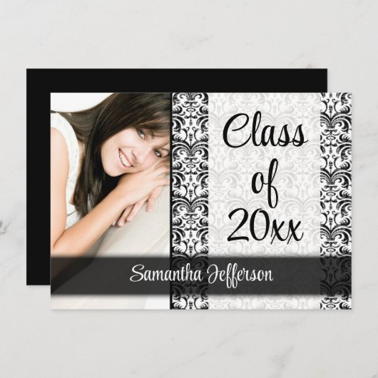 Invitation N'Importe Quelle Année~ Blanc Formal Design Photo  (Devant / Derrière)