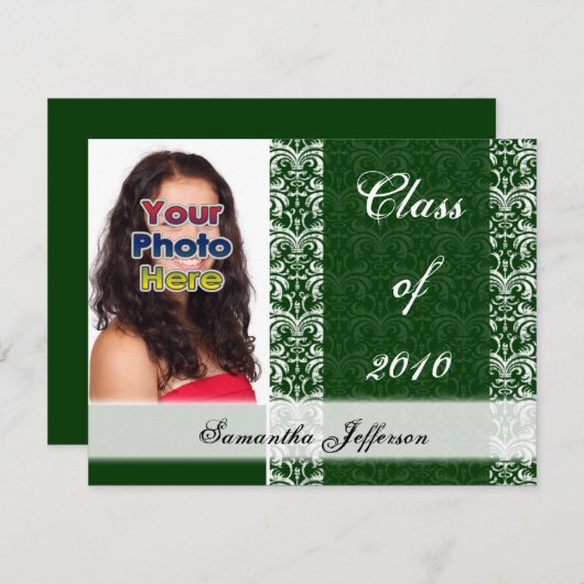 Invitation N'importe quelle année~ Damask Lace Photo Diplôme (Devant / Derrière)