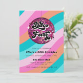 Invitation N'importe quelle année Retro Disco Ball rose Anniv (Debout devant)