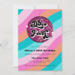 Invitation N'importe quelle année Retro Disco Ball rose Anniv<br><div class="desc">Toute année Retro Disco Ball rose Anniversaire Invitation</div>