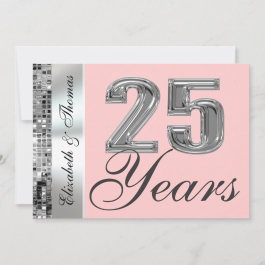 Invitation N'Importe Quelle Couleur & 25 Ans Argent Anniversa (Devant)