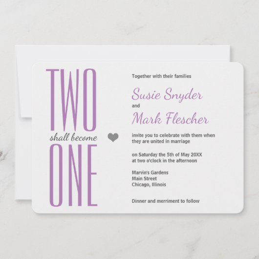 Invitation N'Importe Quelle Couleur Deux Devient Une Bible Fa (Devant)