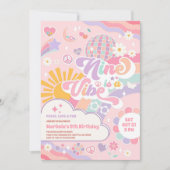 Invitation Nine Is A Vibe Disco Rainbow Sun 9th Birthday (Devant)