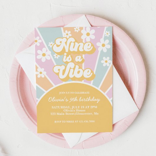 Invitation Nine is a Vibe Pastel Retro Sunshine marguerite