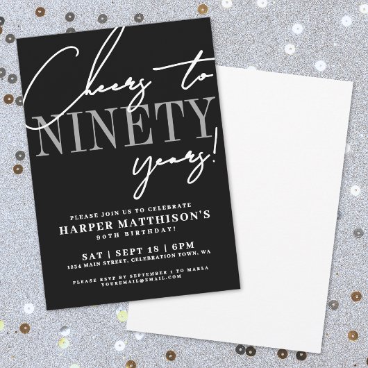 Invitation Ninety Black 90th Birthday Party