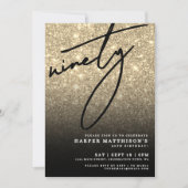 Invitation Ninety Black Gold 90th Birthday Party (Devant)