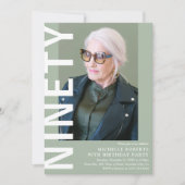 Invitation NINETY moderne Photo 90th Birthday Party Invitatio (Devant)