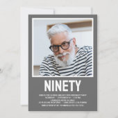 Invitation NINETY moderne Photo 90th Birthday Party Invitatio (Devant)