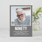 Invitation NINETY moderne Photo 90th Birthday Party Invitatio (Debout devant)