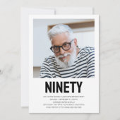 Invitation NINETY moderne Photo 90th Birthday Party Invitatio (Devant)