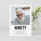Invitation NINETY moderne Photo 90th Birthday Party Invitatio (Debout devant)