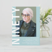 Invitation NINETY moderne Photo 90th Birthday Party Invitatio (Debout devant)