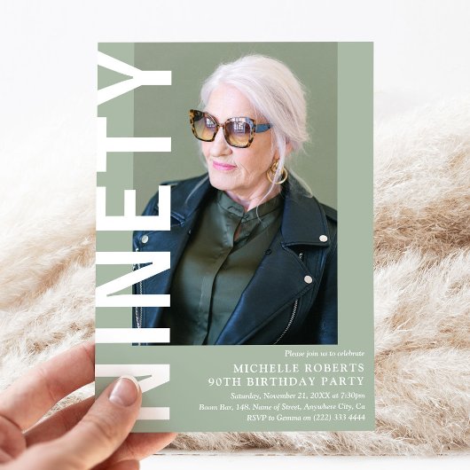 Invitation NINETY moderne Photo 90th Birthday Party Invitatio
