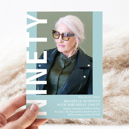 Invitation NINETY moderne Photo 90th Birthday Party Invitatio