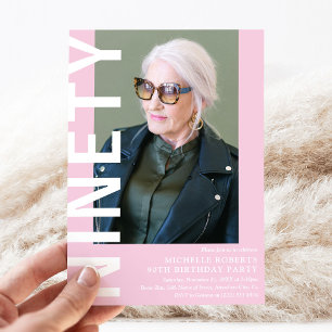 Invitation NINETY moderne Photo 90th Birthday Party Invitatio