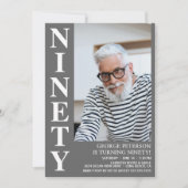 Invitation NINETY Photo moderne 90th Birthday Party (Devant)