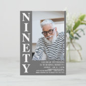 Invitation NINETY Photo moderne 90th Birthday Party (Debout devant)