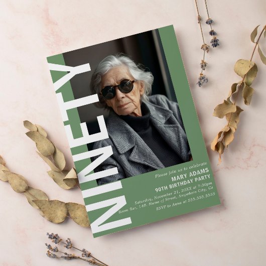 Invitation NINETY Photo moderne 90th Birthday Party